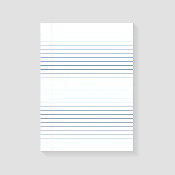 Gevoerd Papier Van Een Notitieboekje Witte Achtergrond Notebookpapier — Stockvector