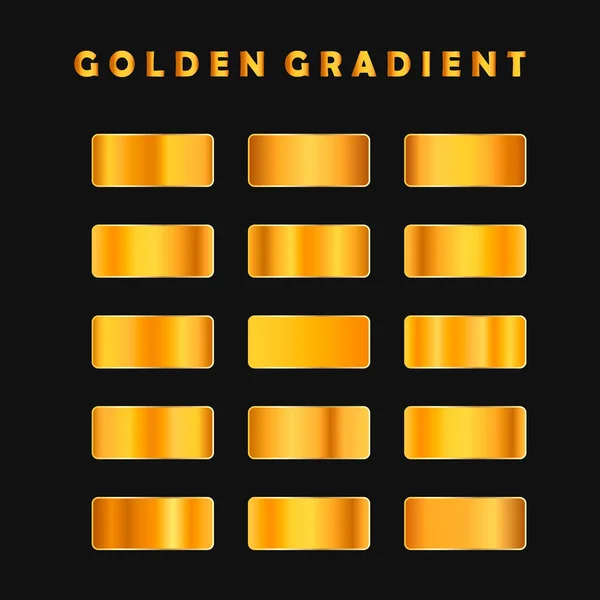 Conjunto Vectores Oro Gradients Golden Cuadrados Colección — Archivo Imágenes Vectoriales