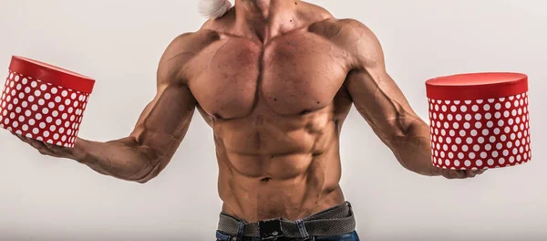 Young Sexy Macho Man Sexy Muscular Athletic Strong Body Has — Stock Photo, Image