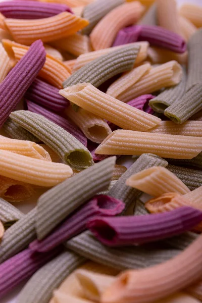 Tri Color Penne Pasta Tomato Spinach Wheat Pastas Multicolored Pasta — Stock Photo, Image