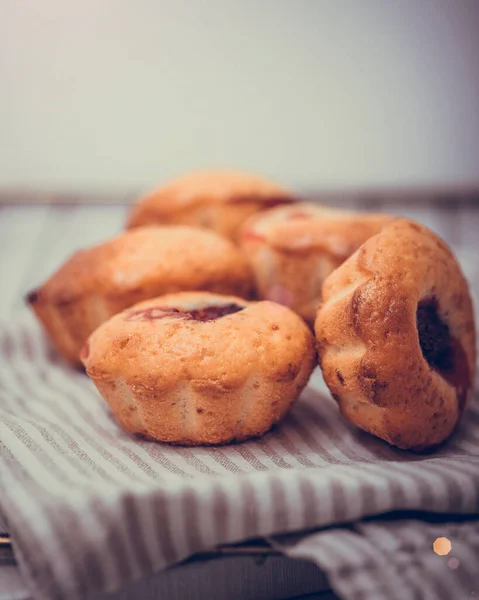 Alapvető Muffin Recept Banán Eper Zabpehely Chips Sült Muffin Torta — Stock Fotó
