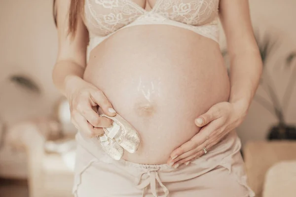 Genießt Ihre Besondere Zeit Schöne Schwangere Frau Die Die Hand — Stockfoto