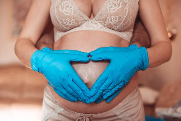 Schwangere Krankenhaus Nahaufnahme Impfkonzept Coronavirus Oder Covid Ncov Konzept Hände — Stockfoto