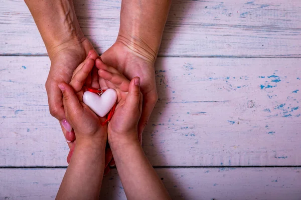 Mother Day Celebration Parent Woman Holds Young Kid Hands Supporting — Stock Photo, Image