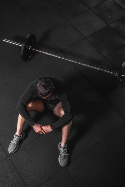 Baard Man Oefening Workout Fitnessruimte Fitness Breken Ontspannen Het Trainen — Stockfoto