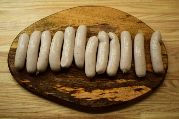 Raw Christmas Sausages Traditional Norwegian Dish Soft Focus — Stock Photo, Image