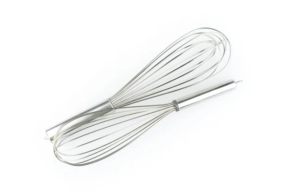 Whisk Padaria Utensílios Cozinha Sobre Fundo Branco Vista Superior — Fotografia de Stock