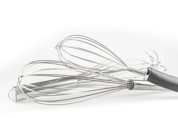 Whisk Padaria Utensílios Cozinha Sobre Fundo Branco Vista Superior — Fotografia de Stock