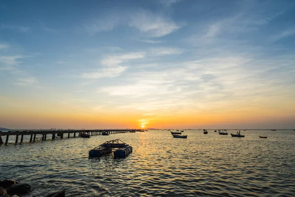 Silhouette Sunset Bang Phra Beach Sriracha Chon Buri Thailand — Stock Photo, Image