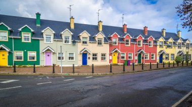 colorful terrace houses, Ireland clipart