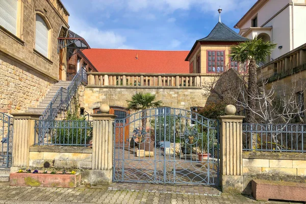 Mediterranian Garden Wonderful Village Gimmeldingen Centre Almond Blossoms Rhineland Palatinate — Stock Photo, Image