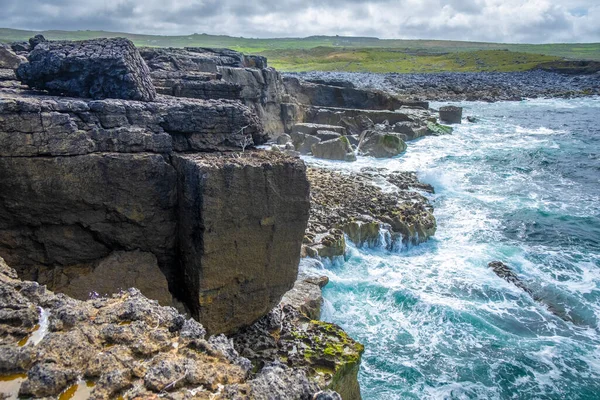 Caminando Por Los Acantilados Paisaje Piedra Burren Condado Clare Irlanda —  Fotos de Stock