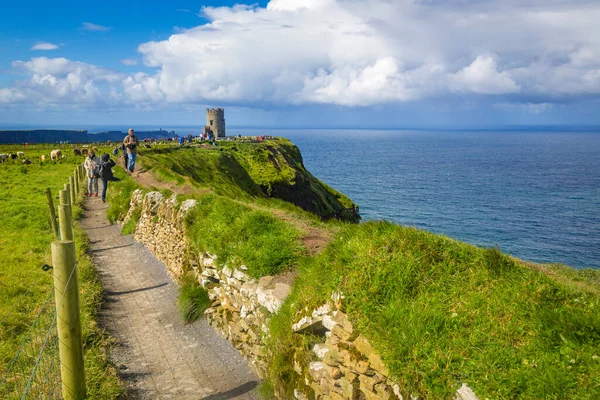 Walking Brians Tower Very Spectacular Cliffs Moher Clare Ireland — Stock fotografie