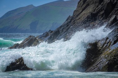 Dingle Yarımadası 'ndaki Coumeenoole Sahili' nde güzel bir yer. Co Kerry, İrlanda.