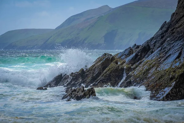 Piękne Miejsce Wybrzeżu Coumeenoole Beach Półwyspie Dingle Kerry Irlandia — Zdjęcie stockowe