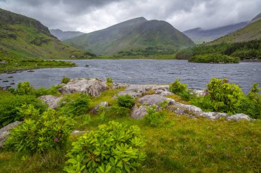 İrlanda 'nın Kerry ilçesinin dağlarındaki Kara Vadi