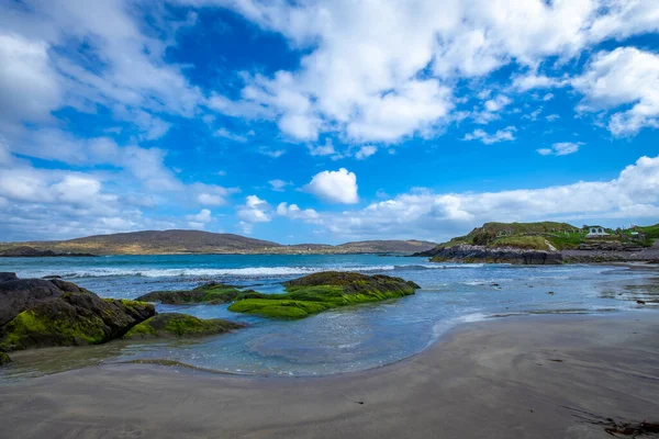 Stary Ruin Pięknej Wyspie Abbey Plaży Derrynane Pobliżu Caherdaniel Ring — Zdjęcie stockowe