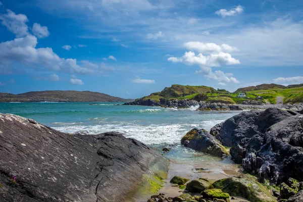 Stary Ruin Pięknej Wyspie Abbey Plaży Derrynane Pobliżu Caherdaniel Ring — Zdjęcie stockowe