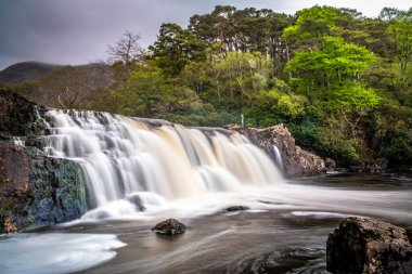 Aasleagh Waterfall with cascades at the end of Killary Fjord, Co Mayo, Ireland clipart