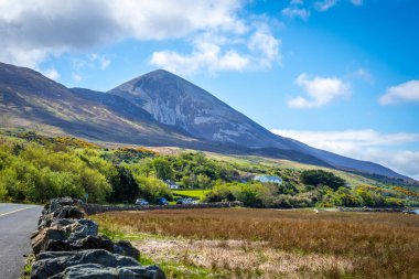 Beara Yarımadası, Co Kerry, İrlanda 'daki Gleninchaquin Parkı' nda yerel dinlenme alanı. 