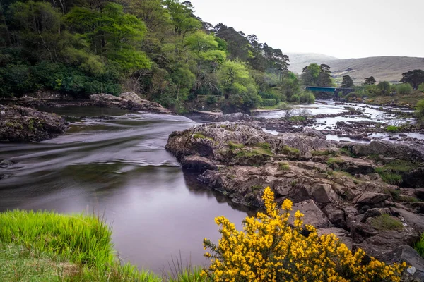 Aasleagh Waterfall Cascades End Killary Fjord Mayo Ireland — стокове фото