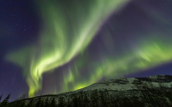 挪威北部Lakselvbukt上空来自Aurora Borealis的波束 — 图库照片