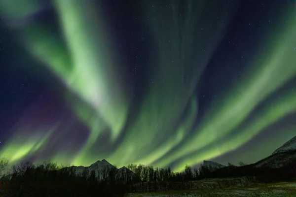 Пейзаж Aurora Borealis Над Лаксельвбюктом Північна Норвегія — стокове фото