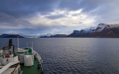 Norveç Denizi 'ndeki yolcu gemisinden güzel manzara 
