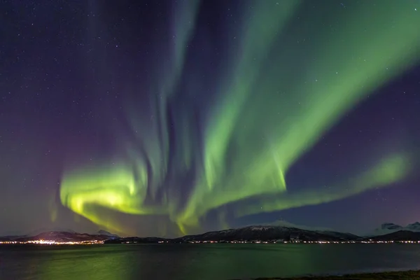 Aurora Borealis Sur Seljelvnes Près Tromso — Photo