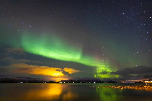 Luci Del Nord Skittenelv Norvegia Del Nord — Foto Stock