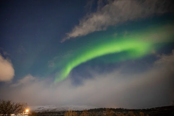Aurora Borealis Tromso Felett Észak Norvégiában — Stock Fotó