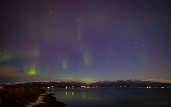 Aurora Borealis Boven Tromso Noord Noorwegen — Stockfoto