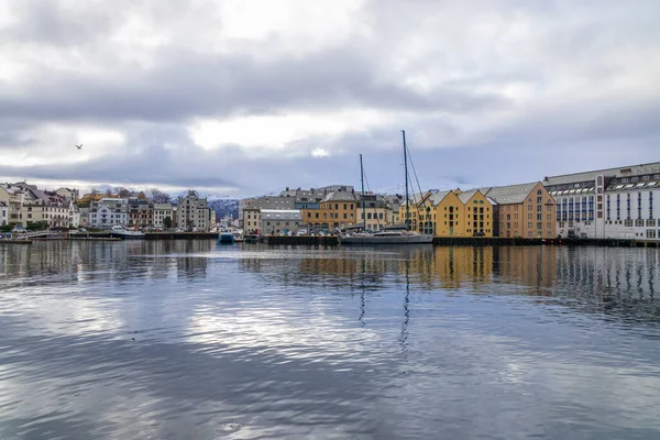 Vieille Ville Alesund Mer Norvège — Photo