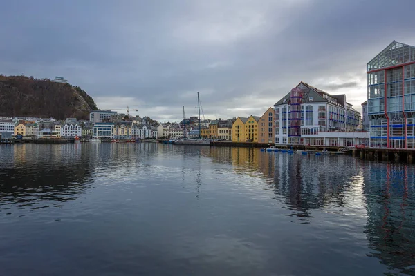 Cidade Velha Alesund Mar Norueguês — Fotografia de Stock