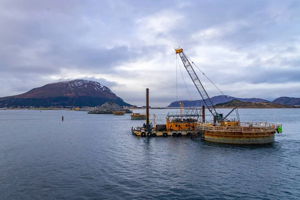ノルウェー海における橋の建設 — ストック写真