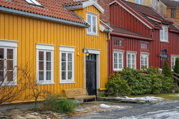 Maisons Colorées Rivière Nidelva Trondheim Fjord Trondheim — Photo