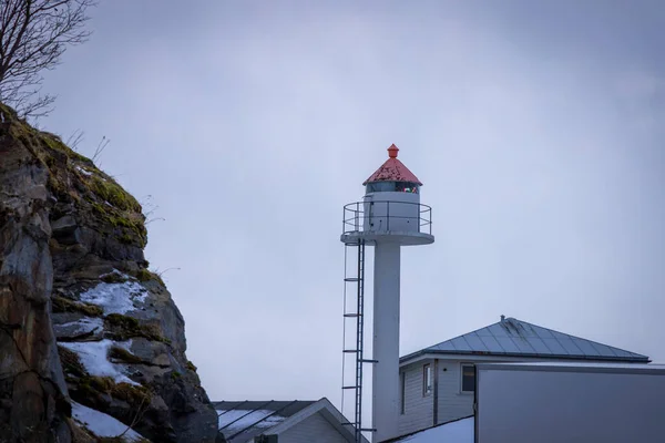 Farol Costa Perto Finnsnes Norte Noruega — Fotografia de Stock