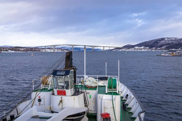 Troms Finnmark County Norveç Teki Gisund Köprüsü — Stok fotoğraf