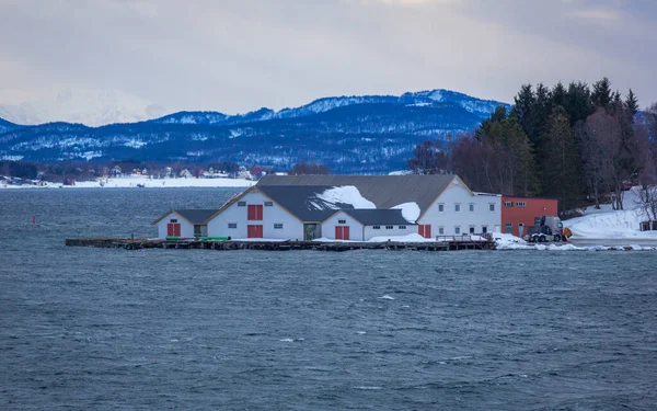 Paese Delle Meraviglie Invernali Gibostad Tra Finnsnes Tromso — Foto Stock