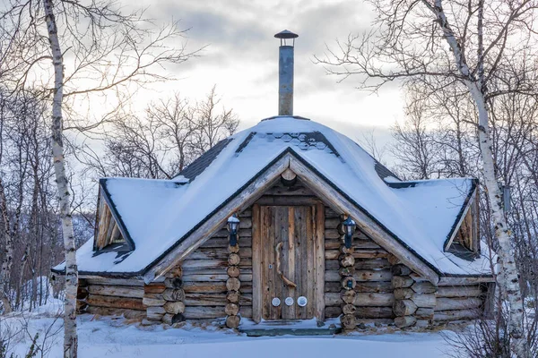 Cabaña Madera Pueblo Kilpisjarvi Municipio Enontekio Laponia Finlandia — Foto de Stock