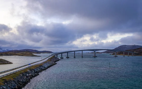 Wybrzeże Morza Sommaroy Okręgu Troms Finnmark Norwegia — Zdjęcie stockowe