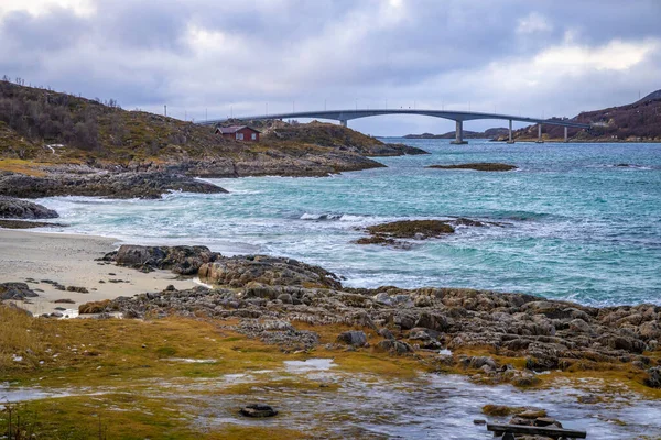 Zeekust Van Sommaroy Troms Finnmark Noorwegen — Stockfoto