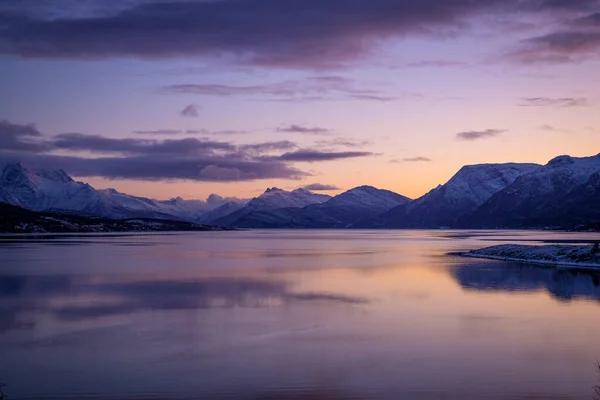 Sunset over the Lakselvbukt in North Norway