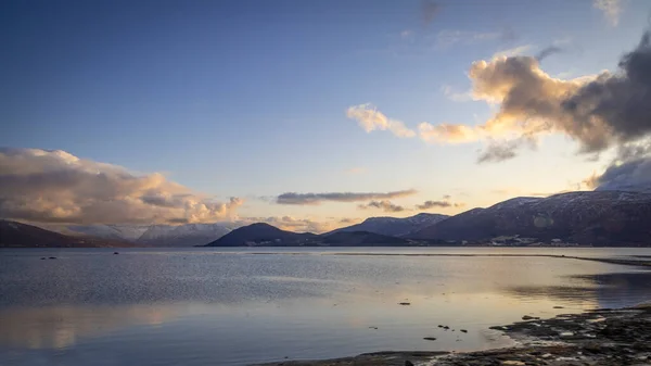 Laksvatn Bay Sunset North Norway — Stock Photo, Image