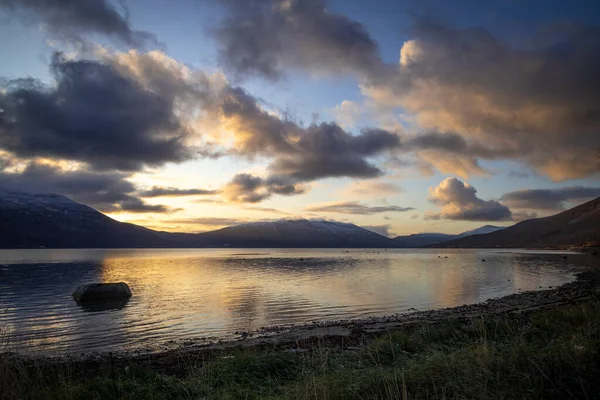 Laksvatn Bay Sunset North Norway — Stock Photo, Image