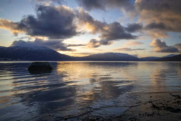 Laksvatn Bay Sunset North Norway — Stock Photo, Image