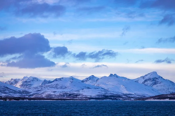 Paesaggio Lungo Gibostad Tra Finnsnes Tromso Nel Nord Della Norvegia — Foto Stock