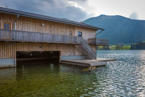 Casa Madeira Lago Fuschl Salzburgo Áustria — Fotografia de Stock