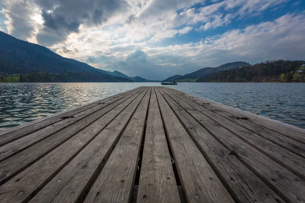 Wooden pier at Lake Fuschl, Salzburg, Austria