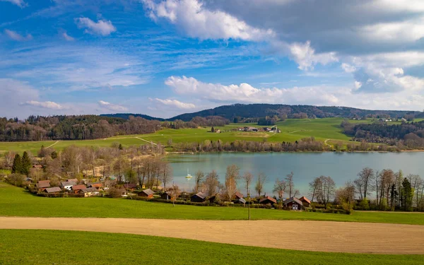 Avusturya Nın Başkenti Mattsee Göl Kıyısında Köyü Olan Yerel Dinlenme — Stok fotoğraf